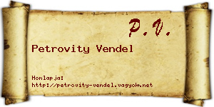 Petrovity Vendel névjegykártya